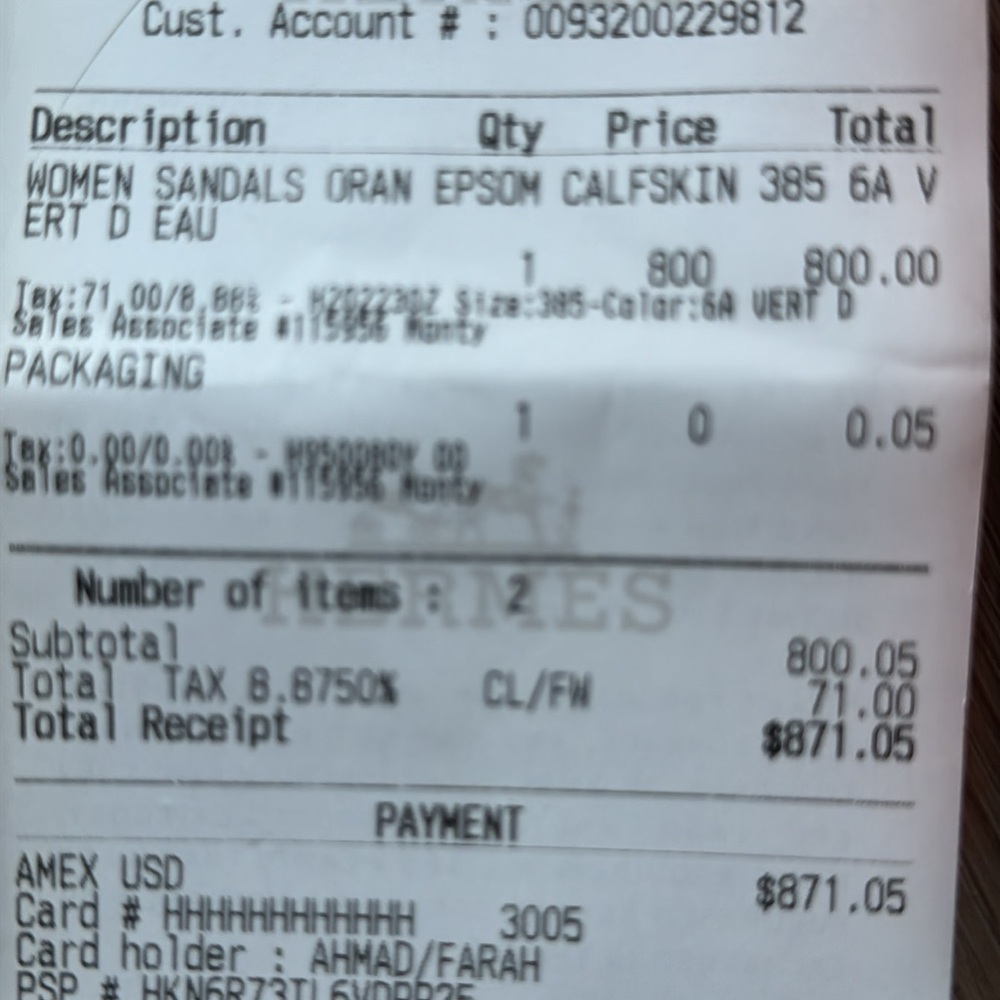 HERMES Sea Green Orans Calfskin - Picture 4 of 5